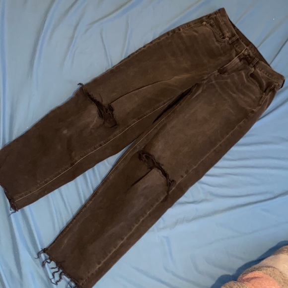 Black American Eagle high waist mom distressed boot cut jeans - Picture 11 of 12